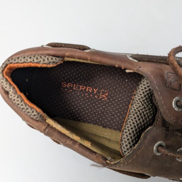 Sperry Boy 13.5 Boat Shoes Brown Leather Top Sider Cutter Lace Up Loafer Uniform - Picture 11 of 15